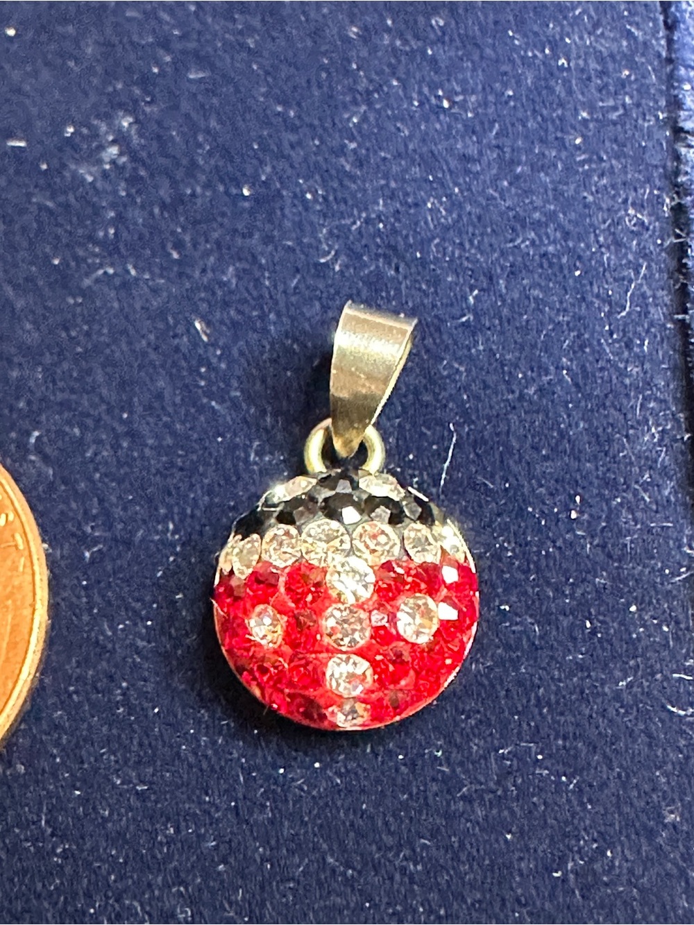 Red, Black & Clear Crystal Ladybug Charm Sterling Silver Setting